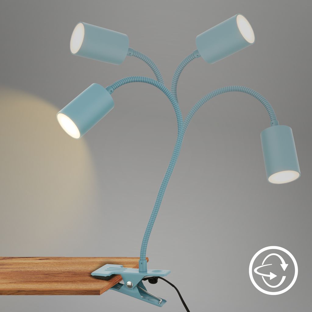 Briloner Fleks Schreibtischlampe, Schwenkbar, Klemmbar, Blau