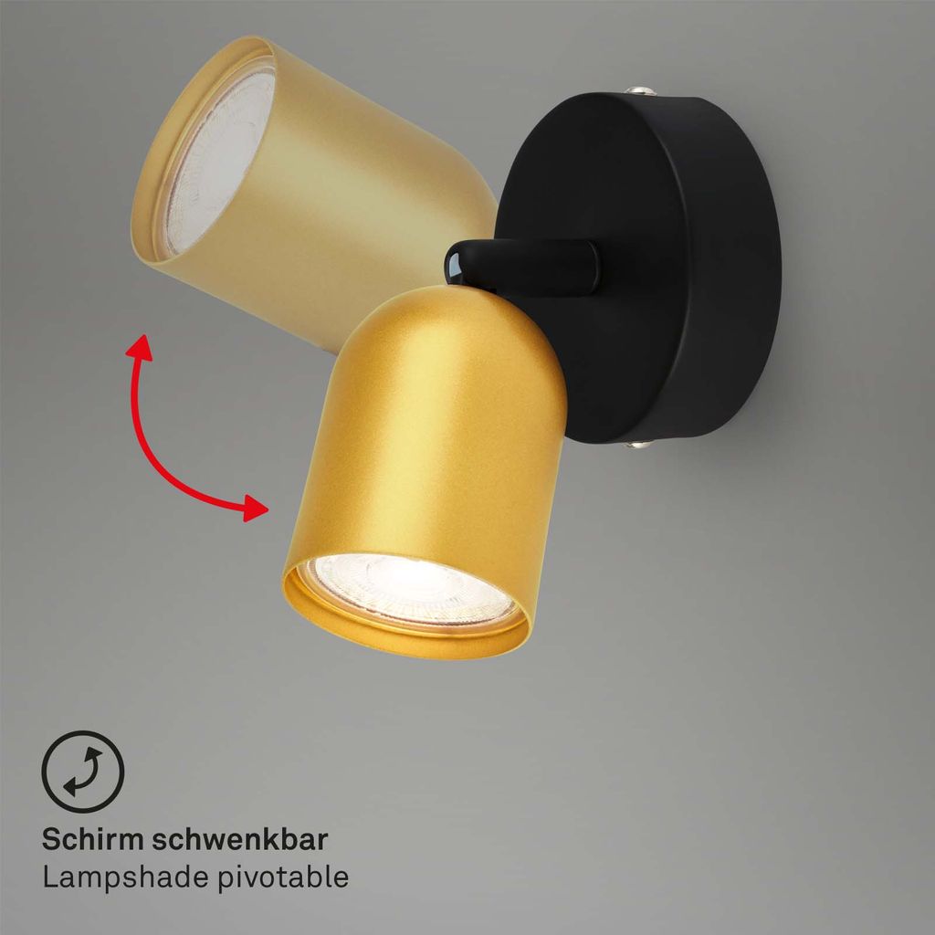 Spotleuchte Deckenleuchte Deckenstrahler Wandleuchte Schwenkbar Schwarz-Gold 2