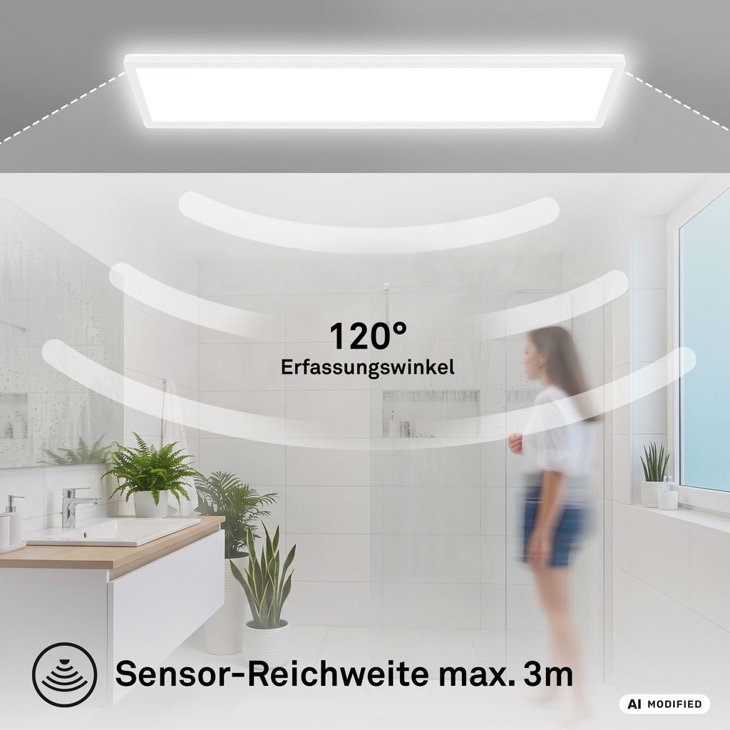 Briloner Move LED Badlampe, Backlight, Bewegungsmelder, Weiß