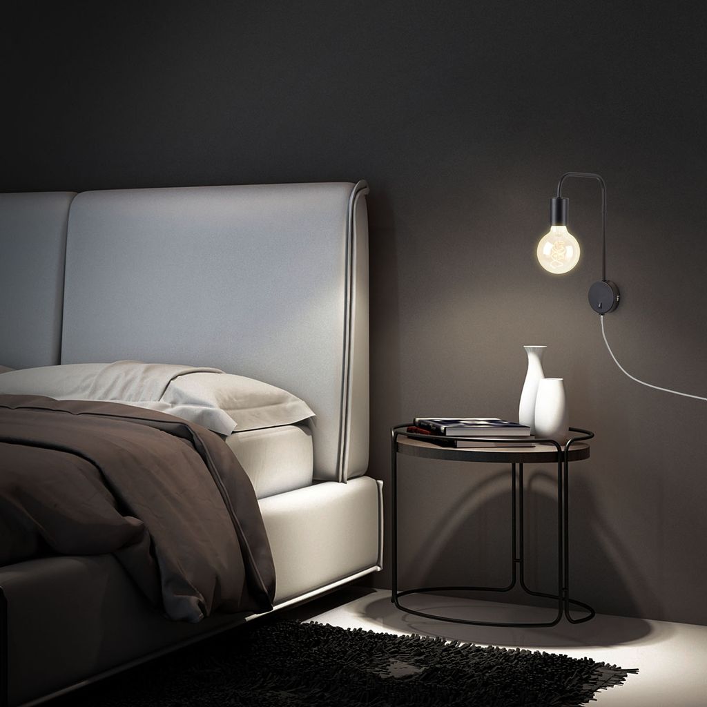 Clip-on/plug-in armatuur 35,5 cm 1x exkl. E27 10W zwart