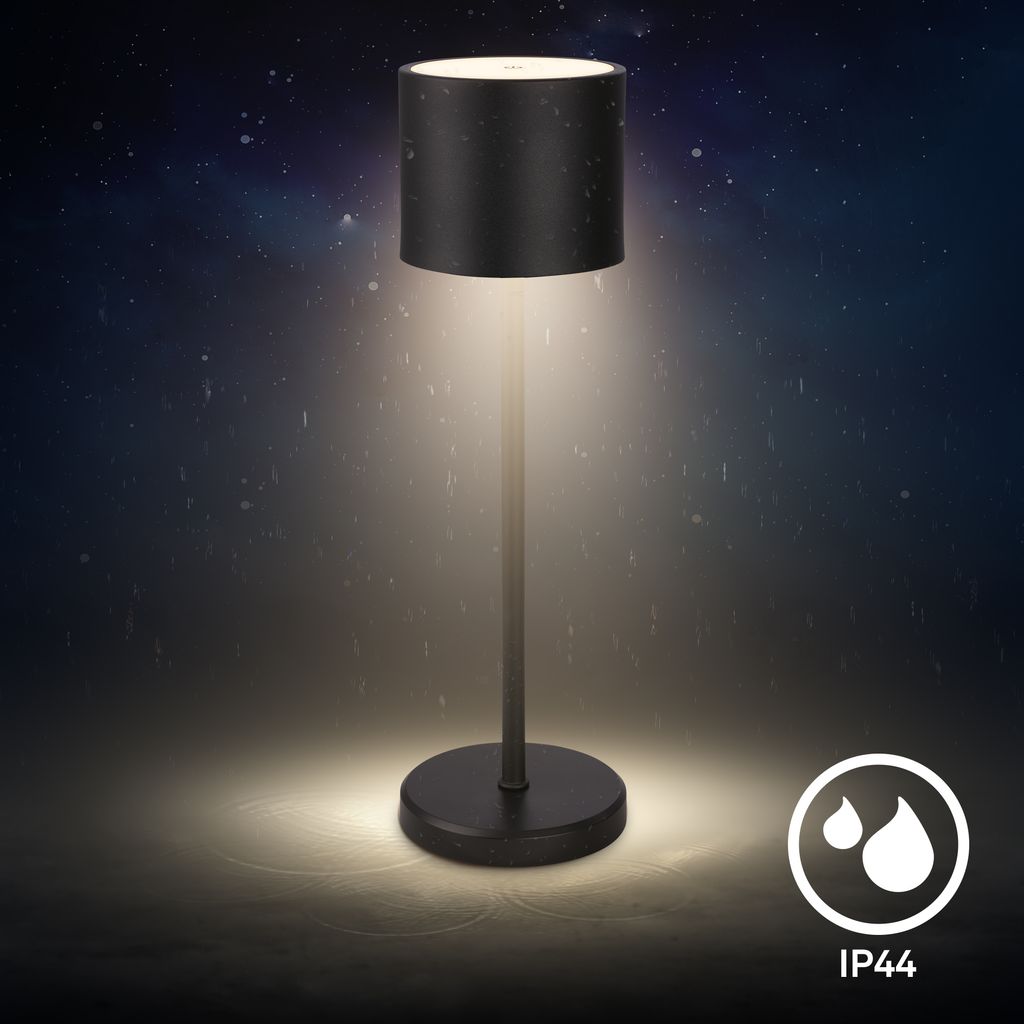 Briloner Sigo LED Tischlampe kabellos IP44, Dimmbar, Ladestation, Schwarz