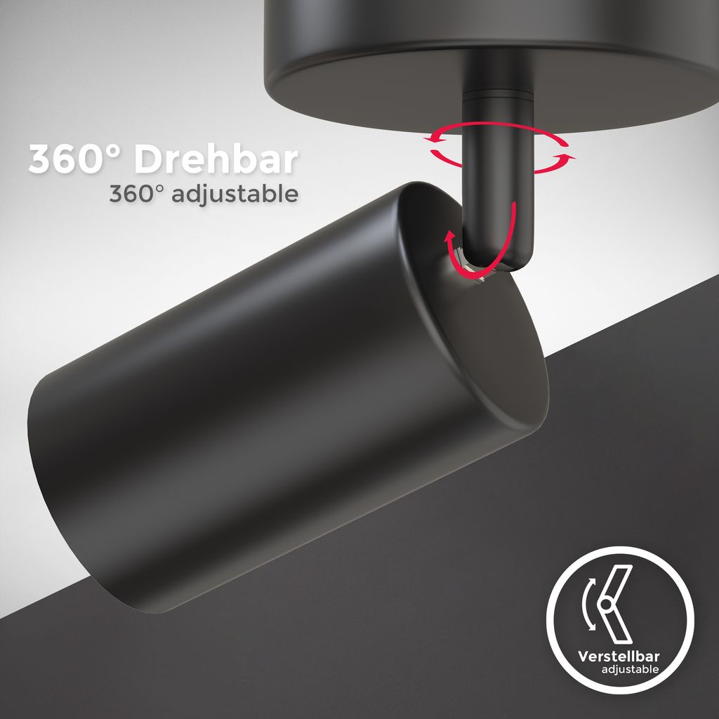 Wandlampe - schwenkbar, GU10 Fassung, max. 9W, schwarz
