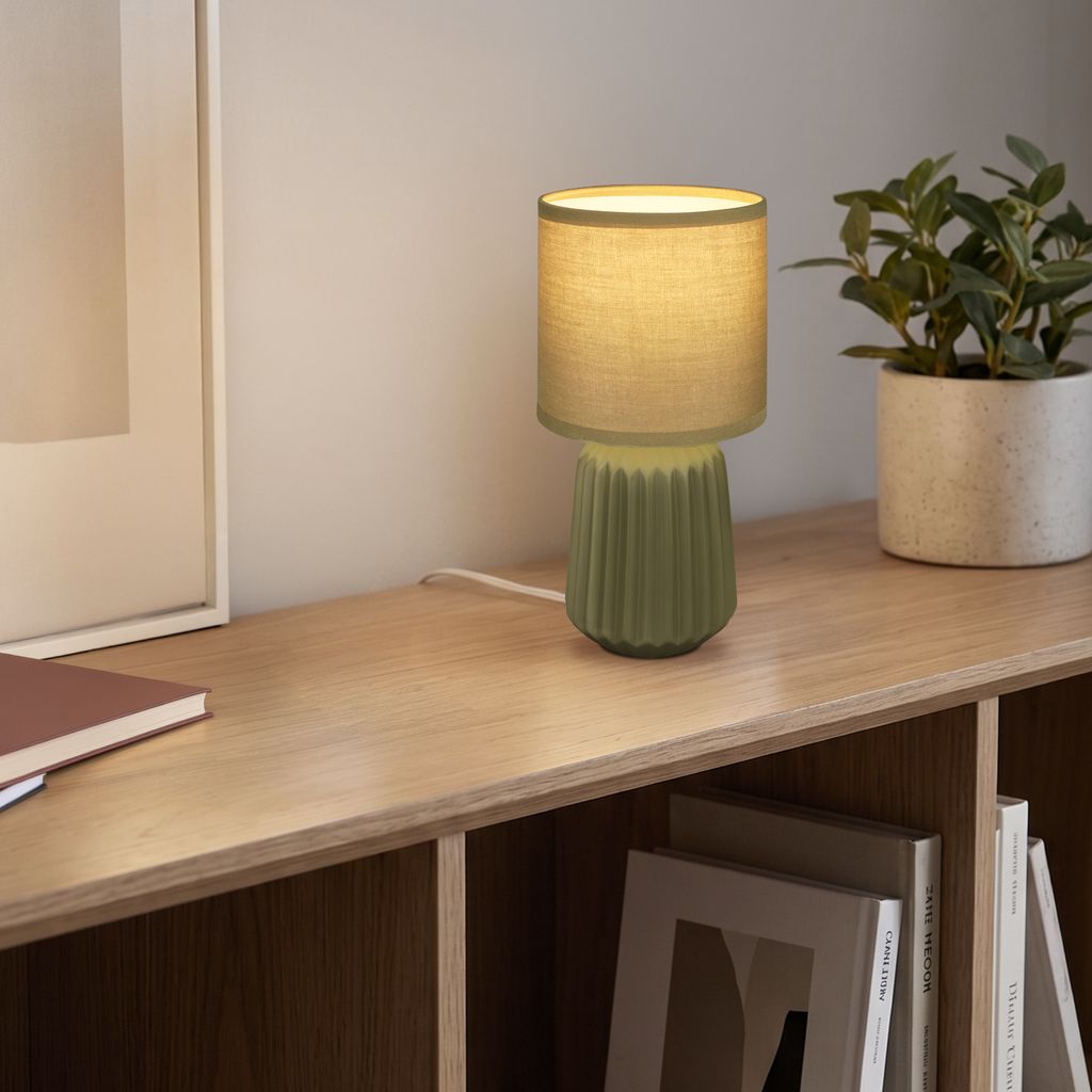 Dora Tischlampe - mit Schalter, Keramik, E14 Fassung, Grün