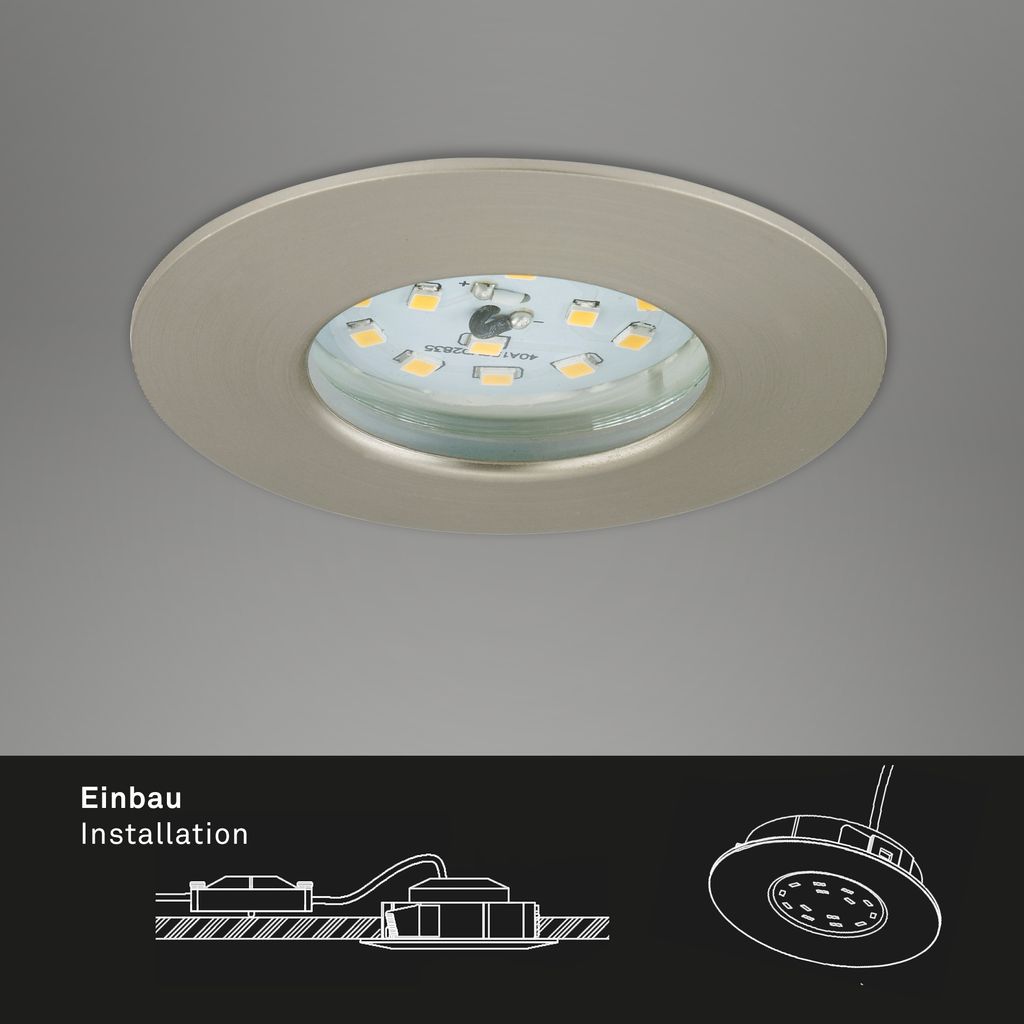 LED Einbauleuchten 3er Set IP44 5W silber Kunststoff Ø7.5cm Briloner 5