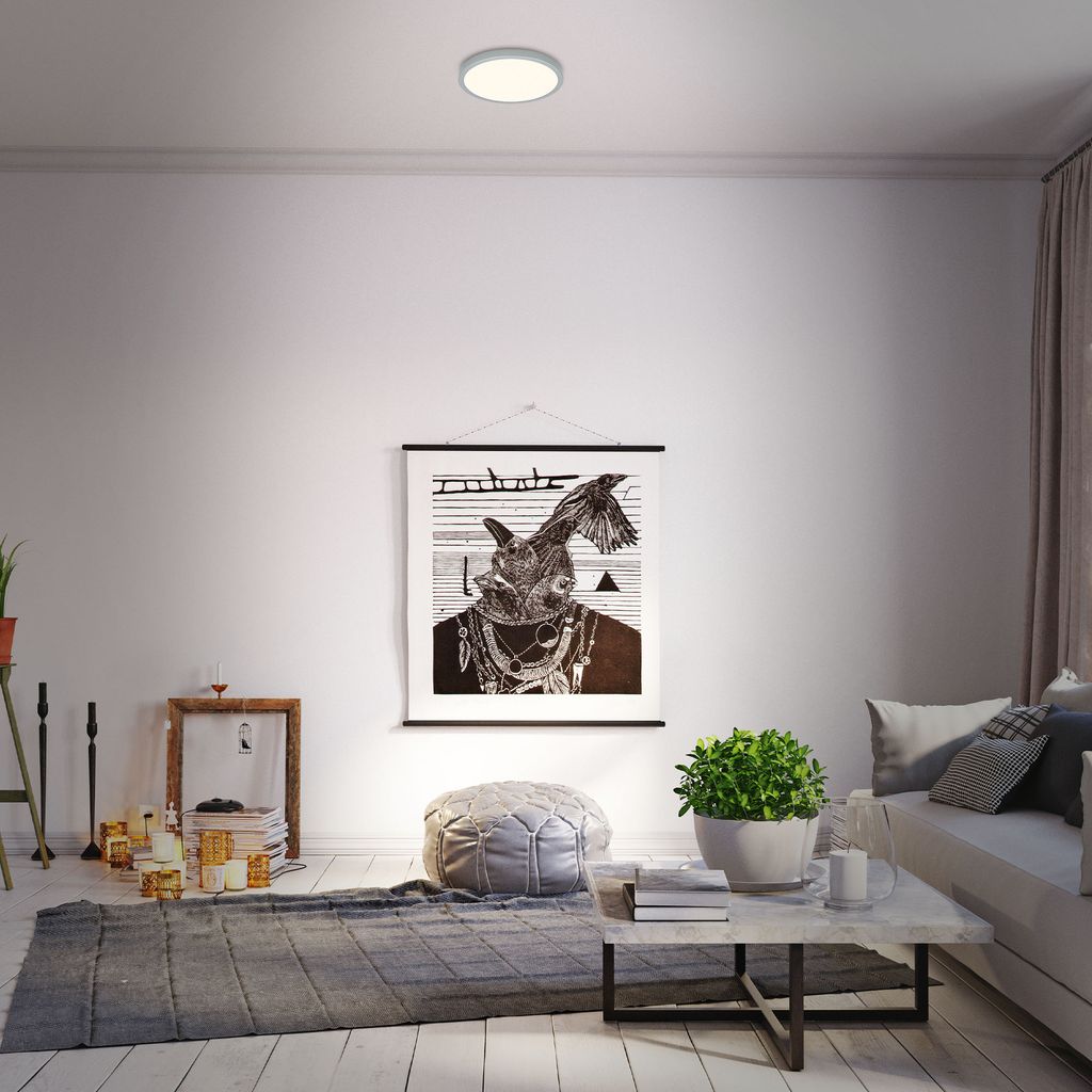 CCT LED Aufbauleuchte Ø 28 cm, LED-Platine, 18 W, 2000 lm, silber