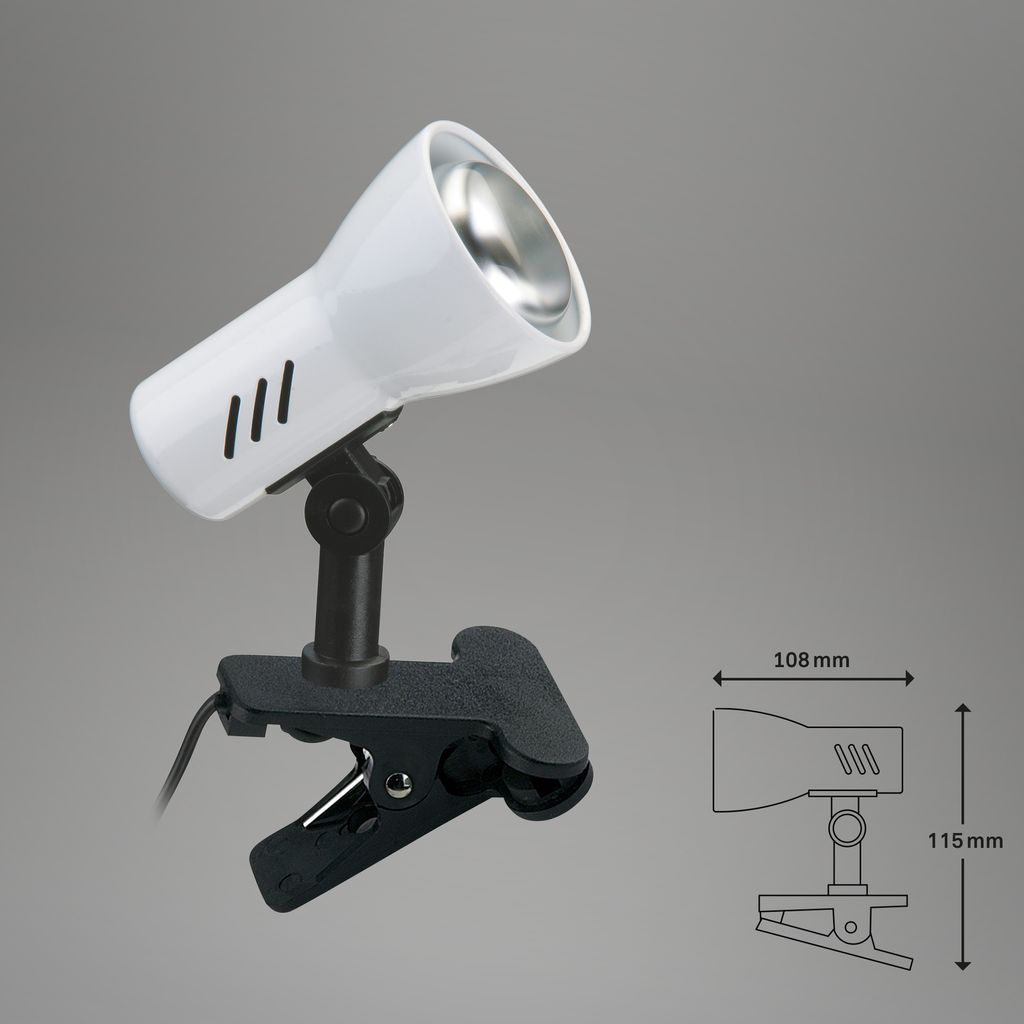 Klemmleuchte 11,5 cm 1x exkl E14 40W weiß