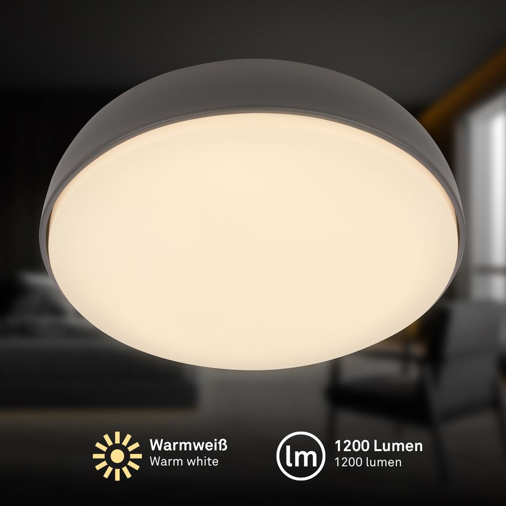 Nikan Deckenleuchte Ø28,5 cm - 12W, 1200lm, LED, 3000K Warmweiß, Anthrazit