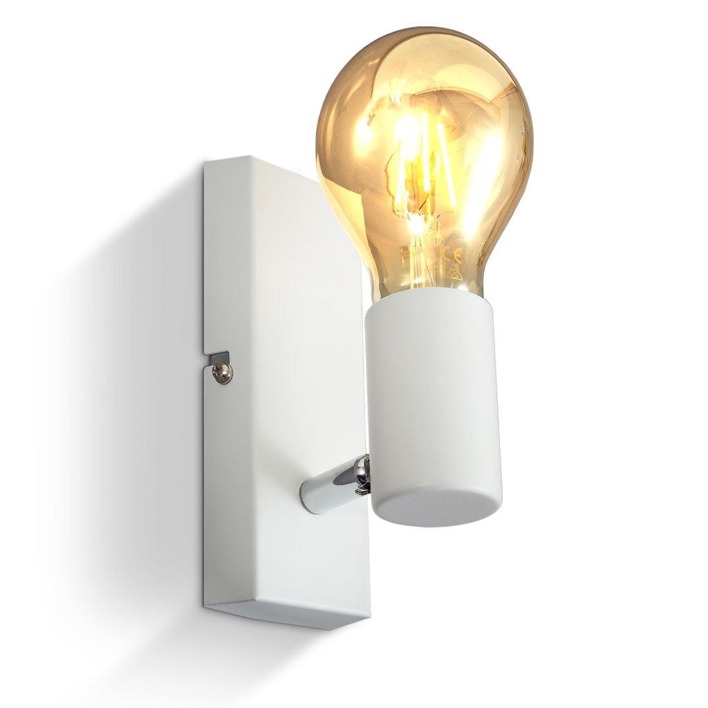 B.K.Licht Wall Light, Rotatable Spot, E27 Socket, Bulb not Included, Spotlight for Living Room, Bedroom & Corridor, White Lamp, Metal, Swivel Design IP20 230V