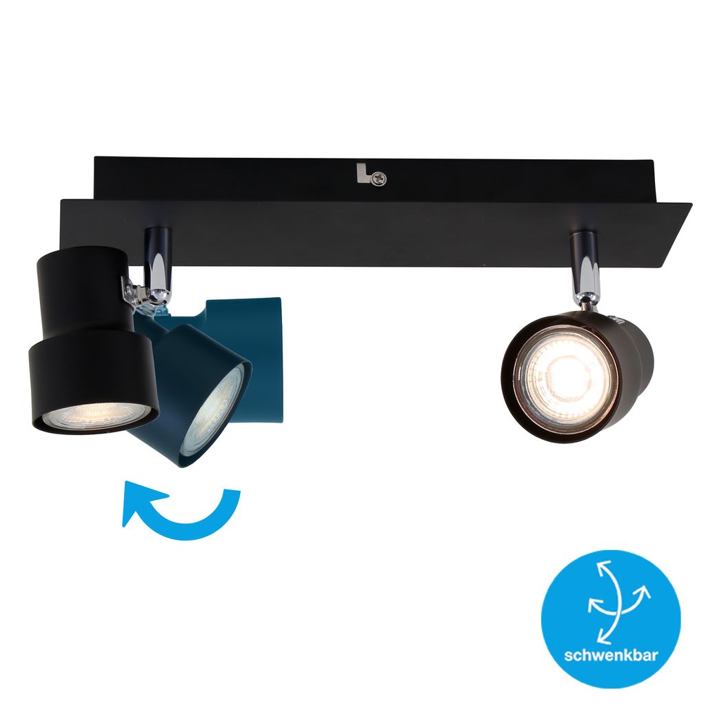 LED Deckenstrahler ? Spots dreh- / schwenkbar, 2 x 5W, Warmweiß, GU10, Schwarz