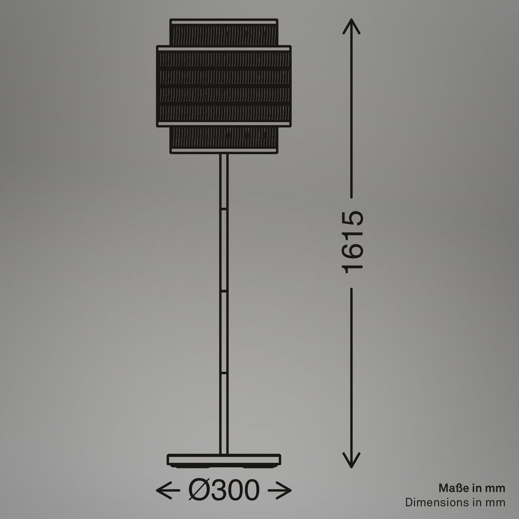 Briloner Papper Stehlampe, Bastschirm, Ein/Aus Fußtaster, Natur