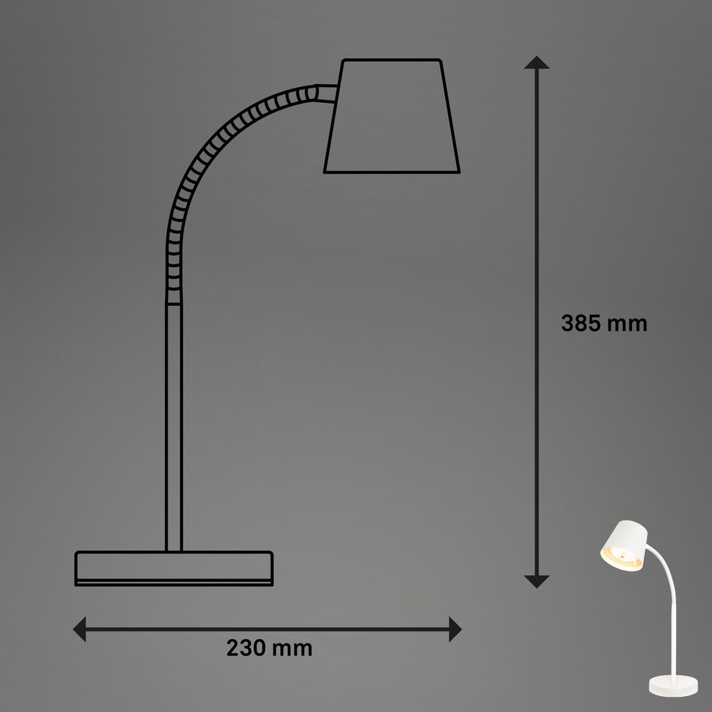 Briloner Biwo LED Tischlampe kabellos, Dimmbar, Schwenkbar, Weiß