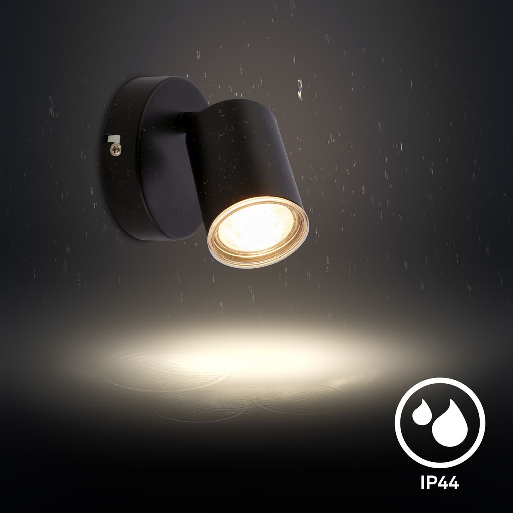 Nerida Wandlampe - GU10 Fassung, max. 9W, Schwenkbar, IP44, Schwarz