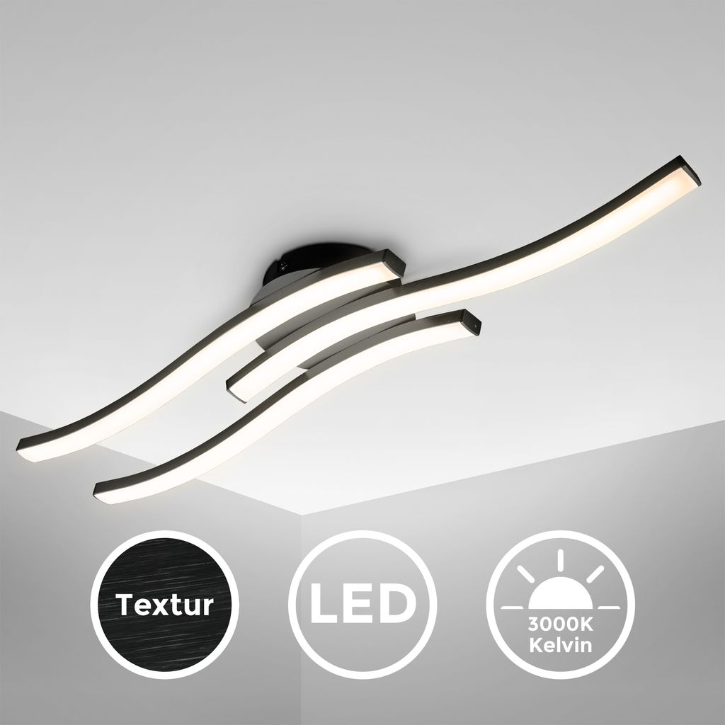 Deckenlampe 55x12 cm - 15W, 1800lm, LED, warmweiß, schwarz