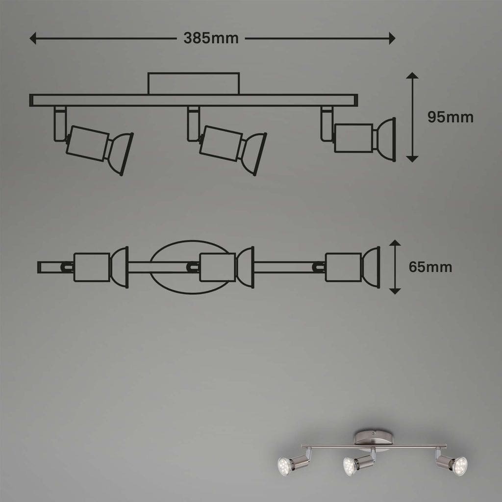 Briloner Simple Deckenstrahler, schwenkbar, warmweißes Licht, Matt-Nickel