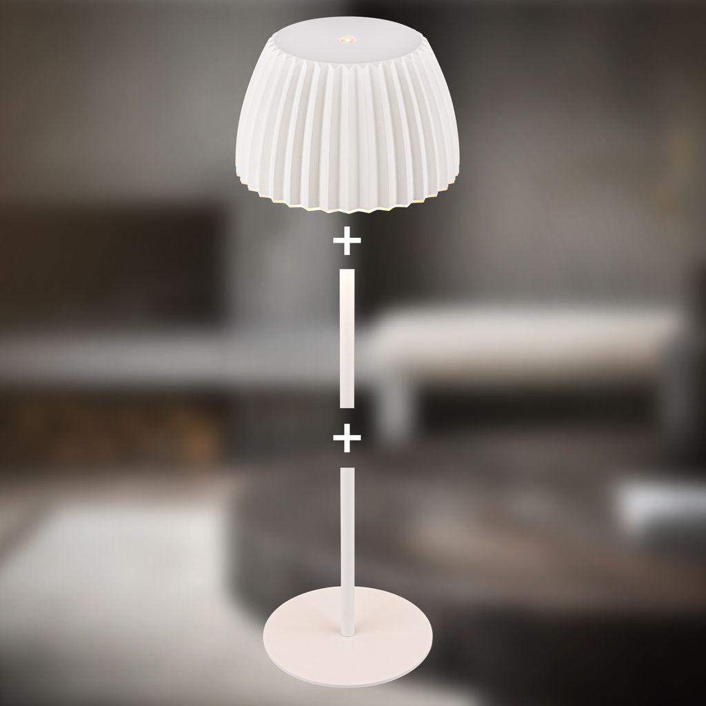 Riffle LED Tischlampe Akku Tischleuchte Höhenverstellbar Dimmbar Kabellos Weiß 4