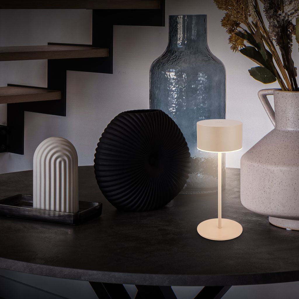 Kira Tischlampe - 2,6W, 150lm, Kabellos, LED, Touch, Dimmbar, Beige