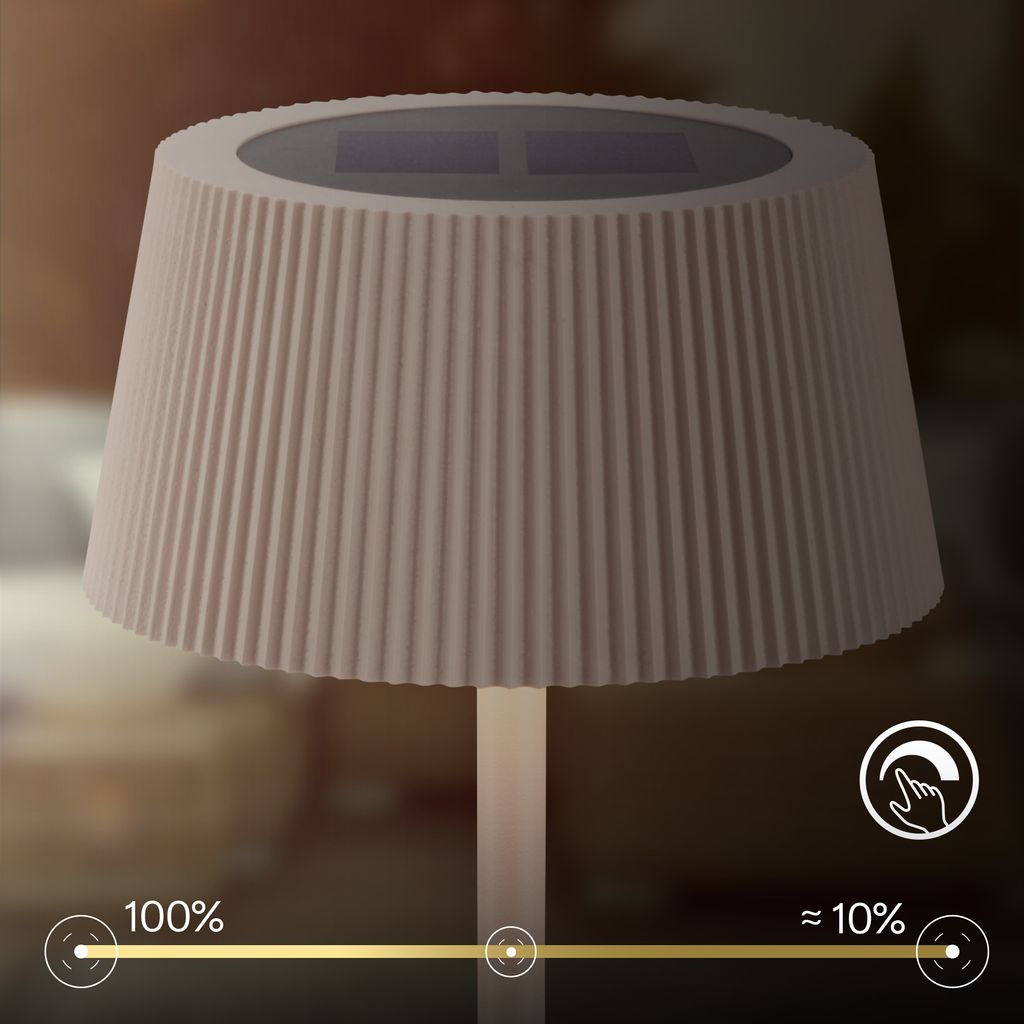 Alia Tischlampe - 2W, 150lm, Kabellos, LED, Dimmbar, Solar, Beige