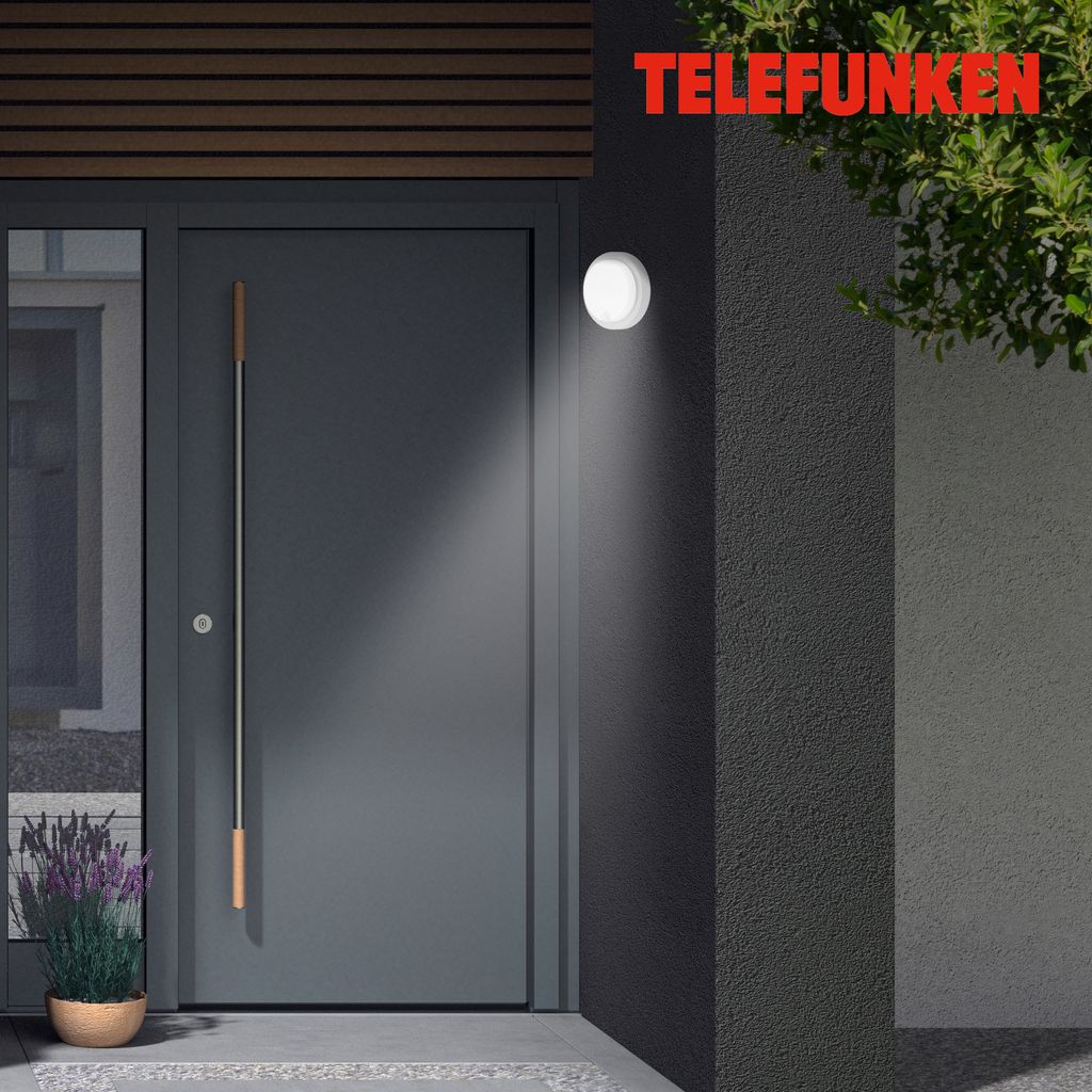 Telefunken LED -sensor Buitenwandlamp, Ø 17 cm, 12 W, zilver