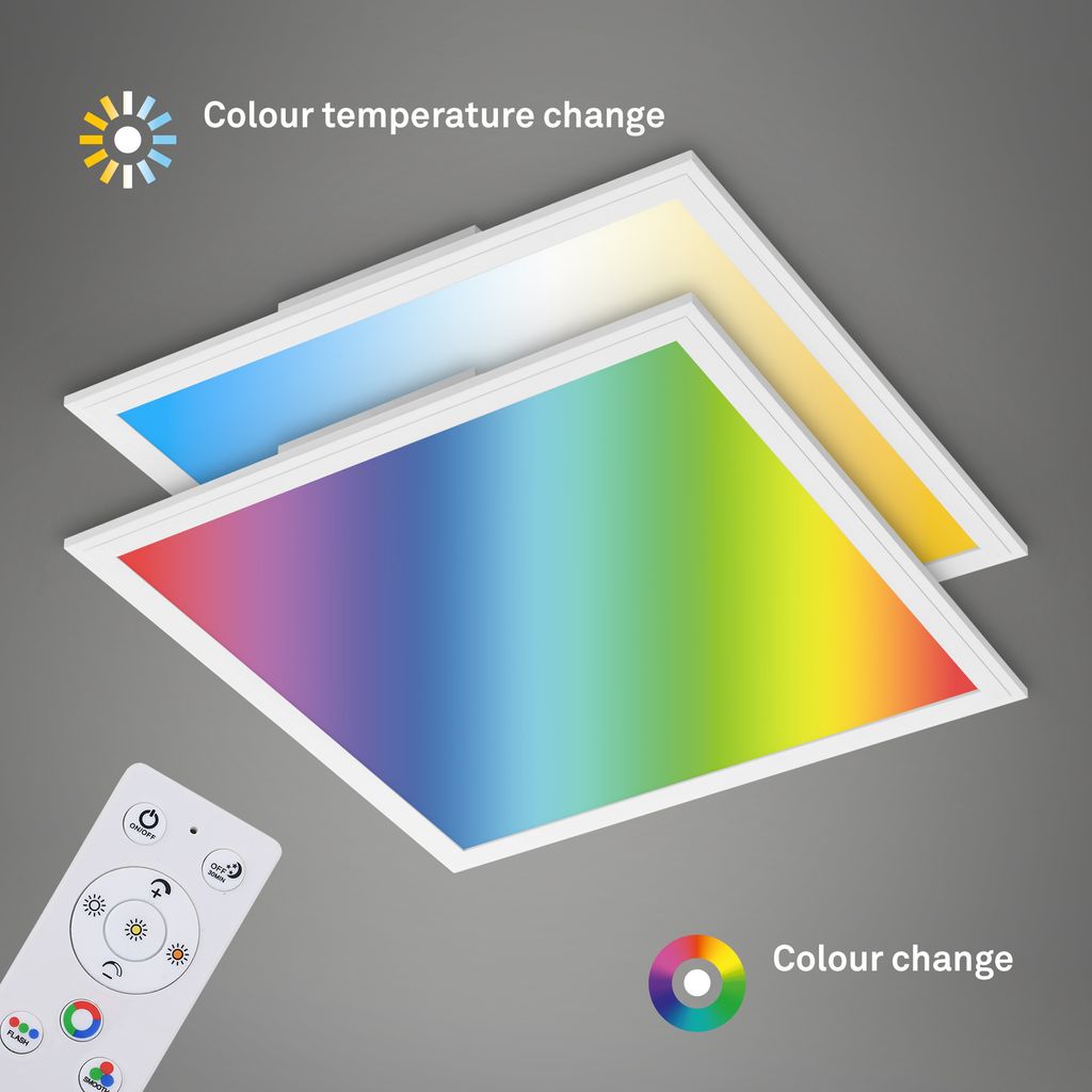 LED Panel Ultraflach RGB CCT Deckenlampe Weiß Dimmbar Kunststoff 24W Briloner 9
