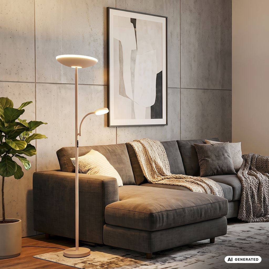Sira Floor Lamp - Dimmable, LED, Reading Arm, CCT, Beige