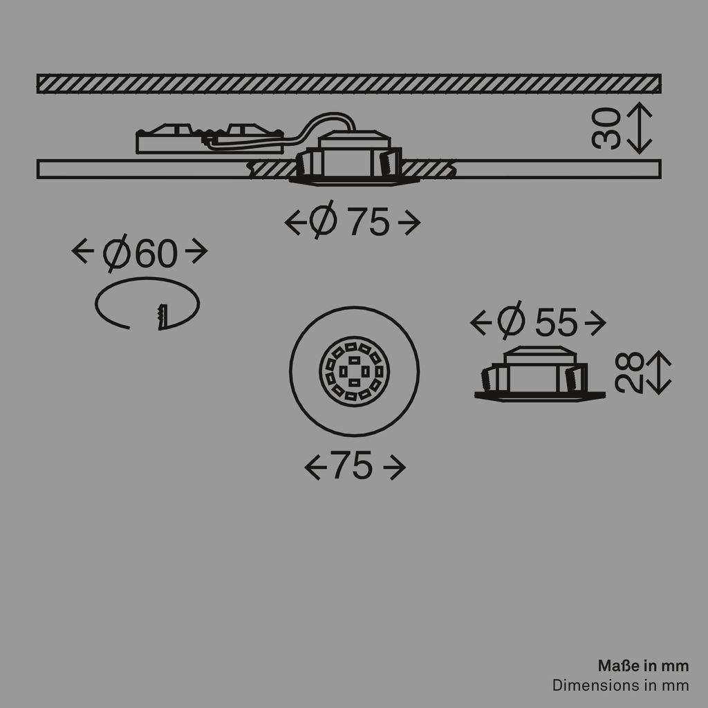 LED Einbauleuchte, Ø 7,5 cm, Matt-Nickel