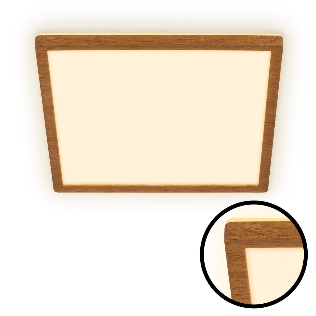 Tava Wood LED Deckenlampe, Backlight, Flach, Holzoptik, 29x29 cm