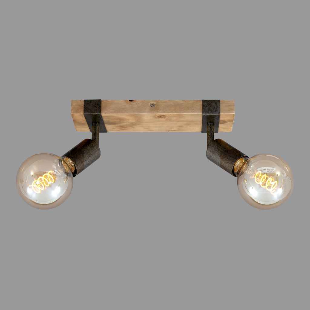 Spotleuchte Deckenlampe schwenkbar 2xE27 Metall-Holz Gunmetal 25W Briloner 6