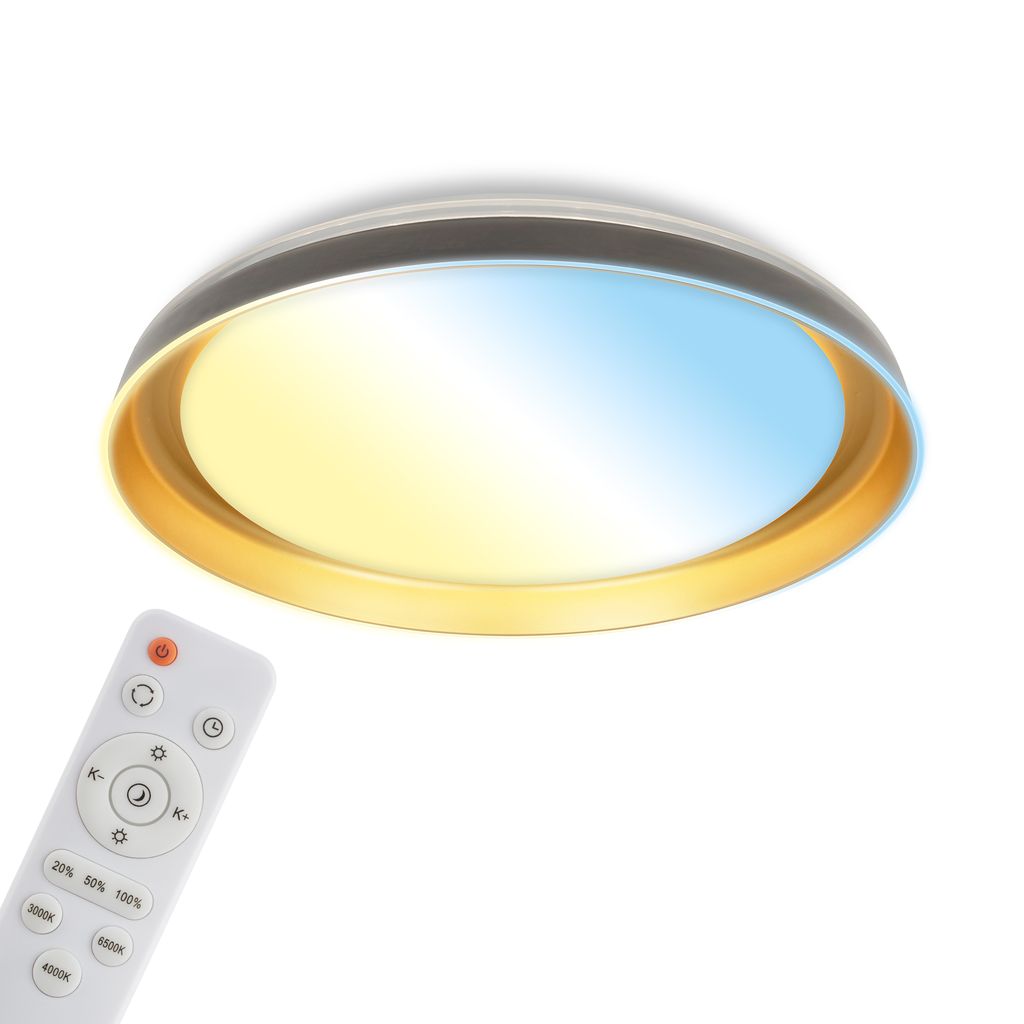 Gima Deckenlampe Ø43 cm - 24W, 2600lm, LED, Dimmbar, CCT, Schwarz, Goldfarben
