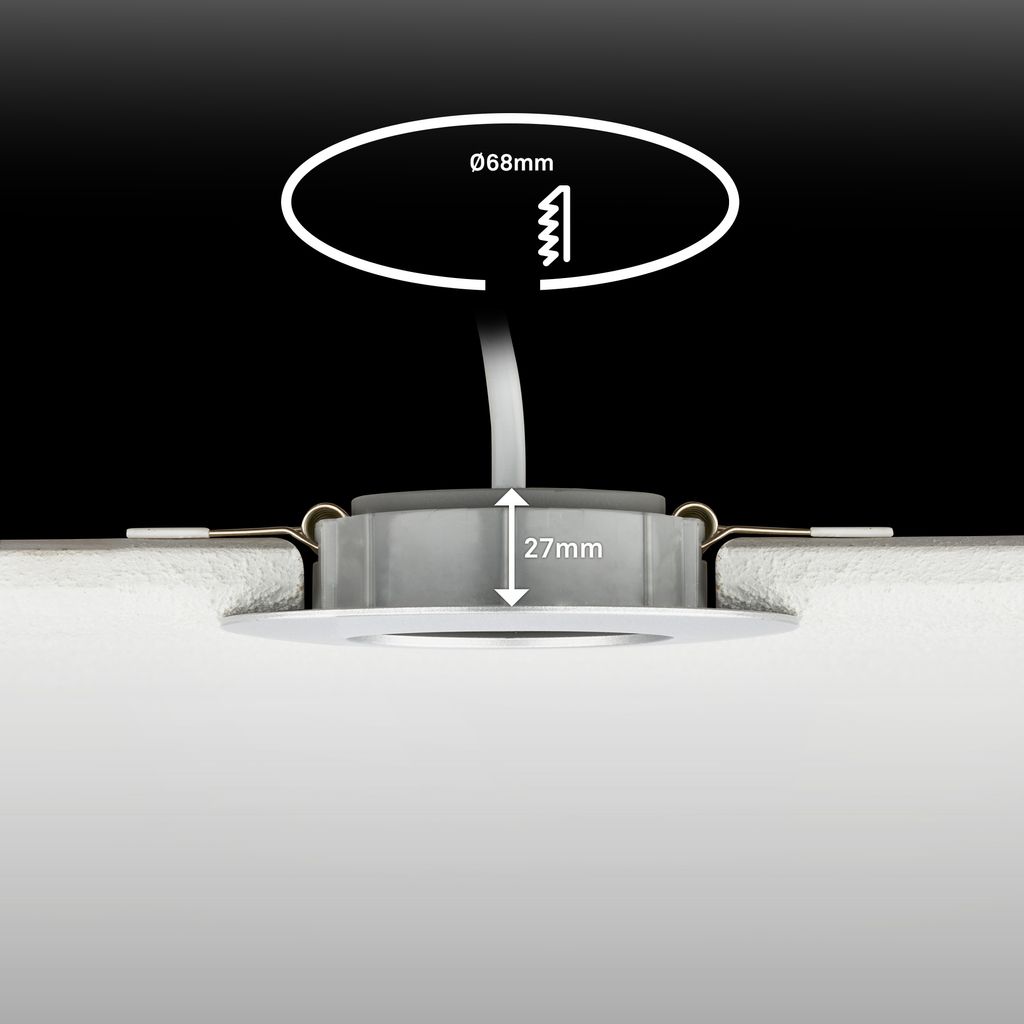 Dimara LED Einbaustrahler 68mm 3er Set - 230V, 4,9W, 460lm, CTS Schalter, IP65, Chrom-matt