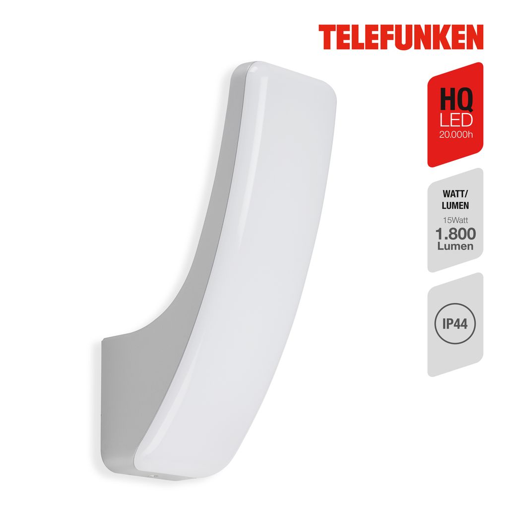 TELEFUNKEN LED Außenleuchte 26,3 cm 15W 1800lm silber