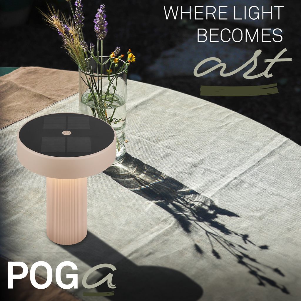 Poga Tischlampe - 1W, 150lm, Kabellos, LED, Dimmbar, Solar, Beige