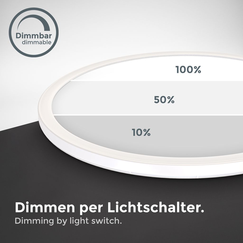 LED Panel Ø42 cm - 22W, 3000lm, dimmbar, flach, backlight, neutralweiß, weiß
