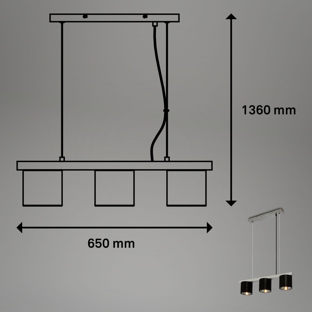Pendelleuchte, 136 cm, exkl. 3x E14,  antik-silber