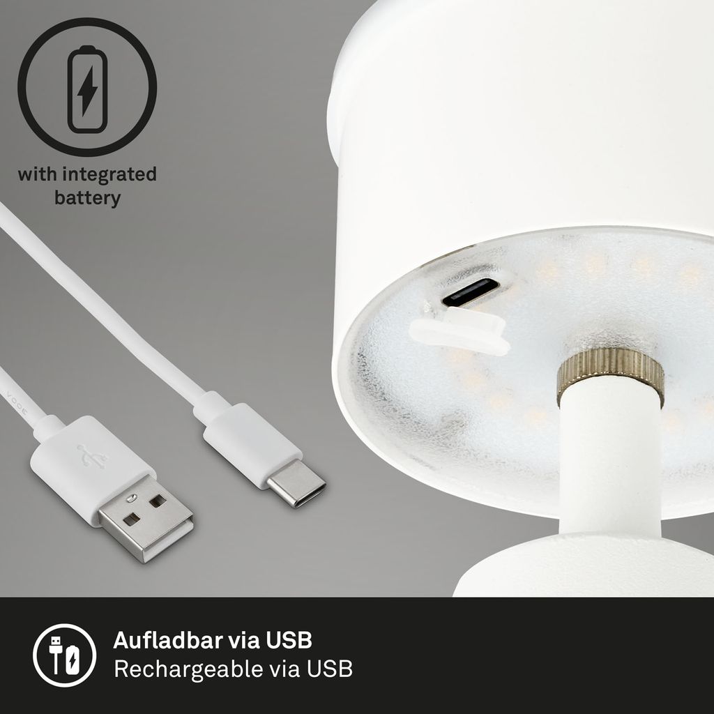 LED Akku-Tischleuchte Ø16,5 cm 3,5W 400lm weiß
