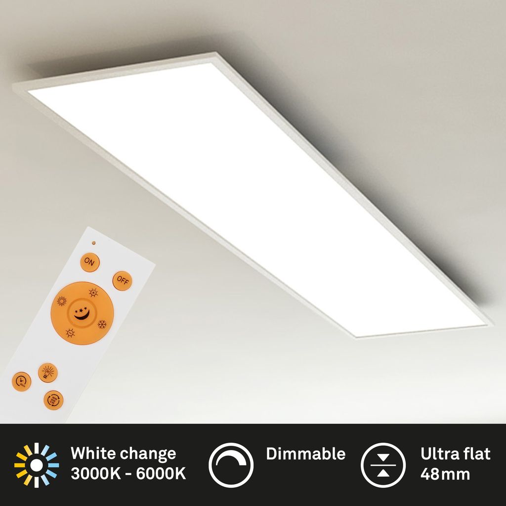 LED Panel Dimmbar Fernbedienung Ultraflach CCT 36 W weiß Metall Briloner 1