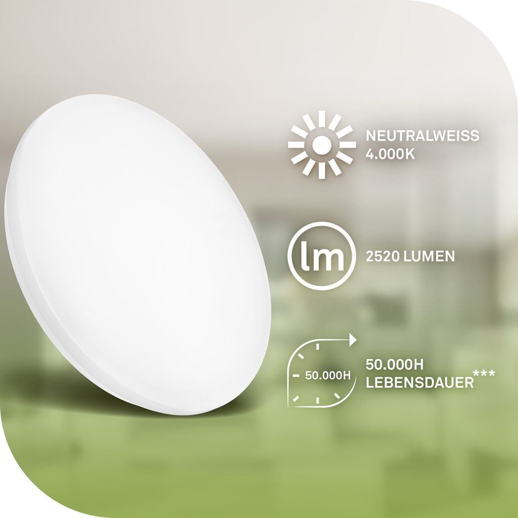 LED Ceiling Light White – Ultra Slim, 12W, 2520lm, Energy Class A