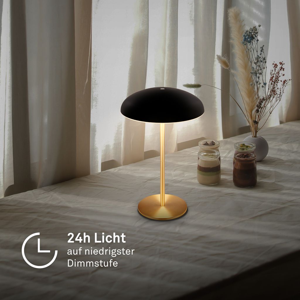 Caxa Tischleuchte - 2,8W, 300lm, Kabellos, LED, Dimmbar, Touch, Schwarz-Messing