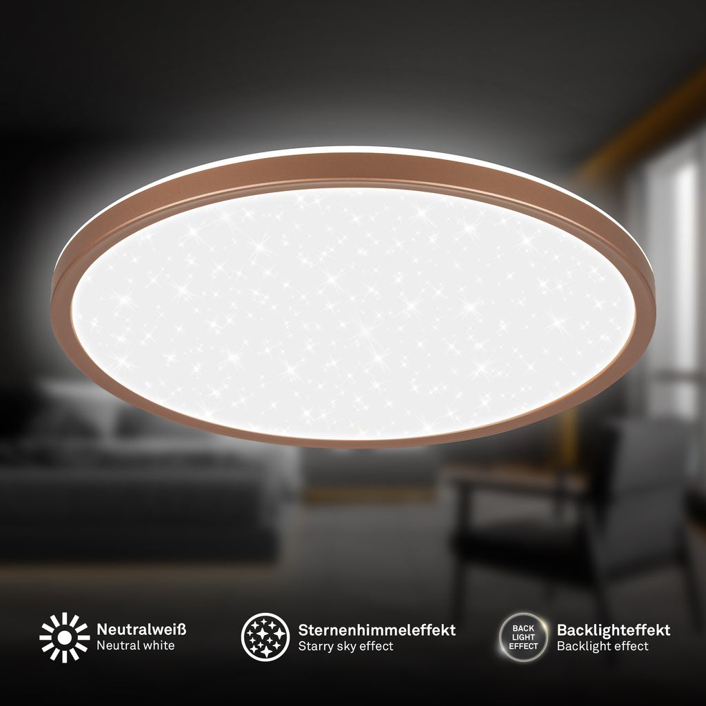 Slim LED Panel Ø29,3 cm - 18W, 2400lm, Sternenhimmel, Neutralweiß, Coffee