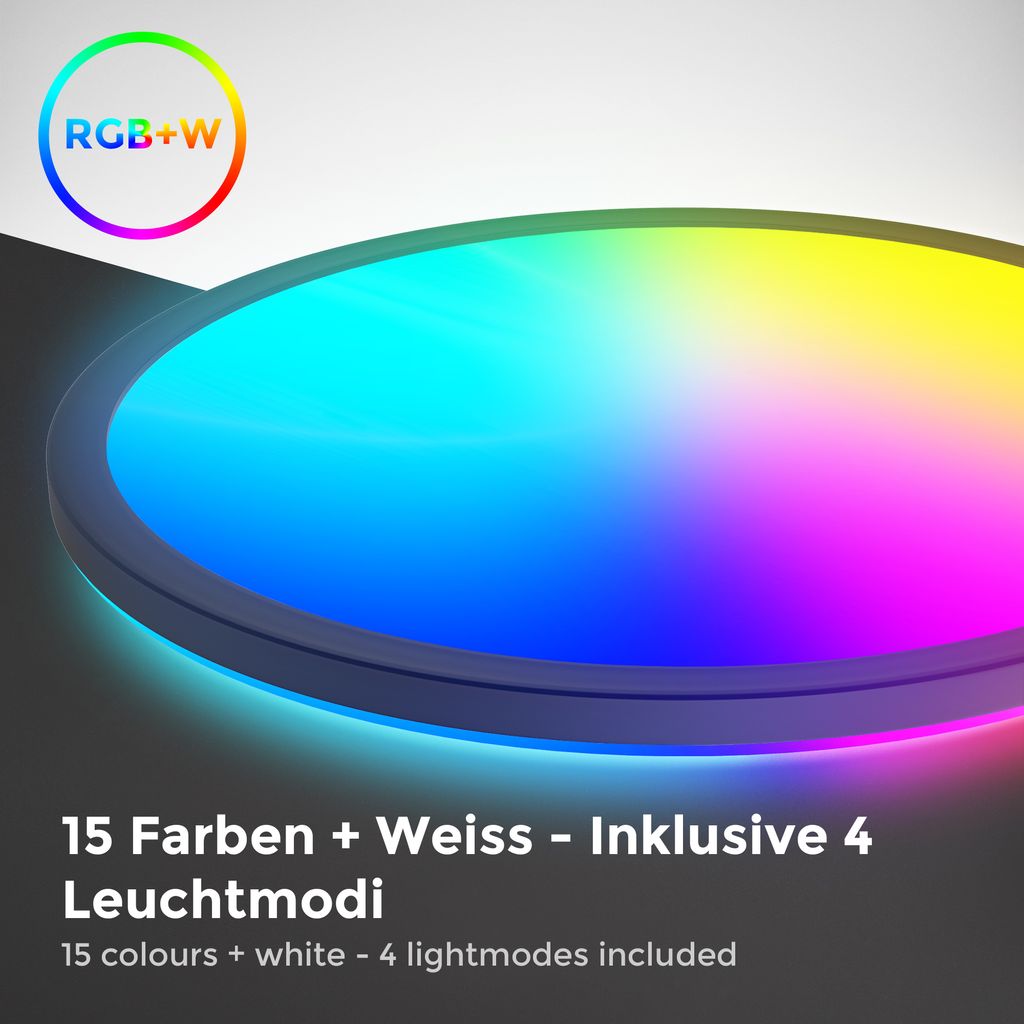LED Panel 42 cm - 22W, 2700lm, dimmbar, Fernbedienung, RGBW, schwarz