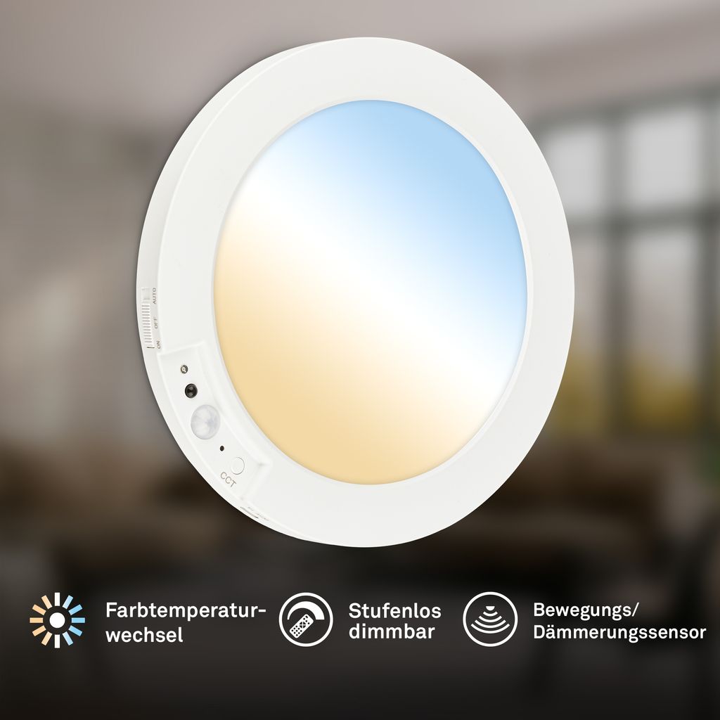 Edda Wandlampe Ø19 cm - 4W, 300lm, Akku, LED, Dimmbar, CCT, Fernbedienung, Weiß
