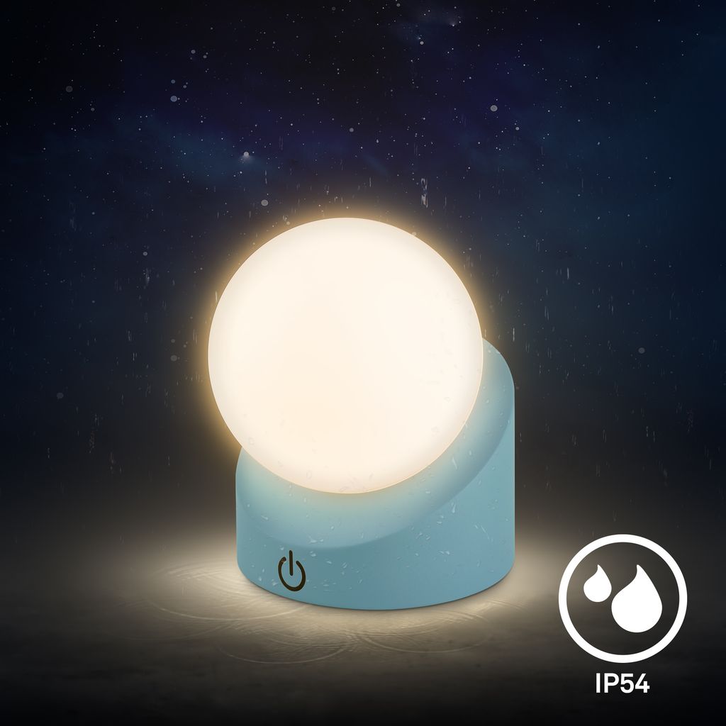 Sora Mini LED Tischlampe kabellos IP54, Dimmbar, Touch, 2er Set, Blau