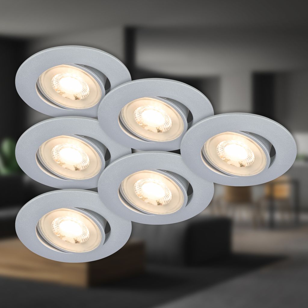 Besi Einbaustrahler 68mm 6er Set - 230V, 5W, 450lm, LED, Warmweiß, Weiß
