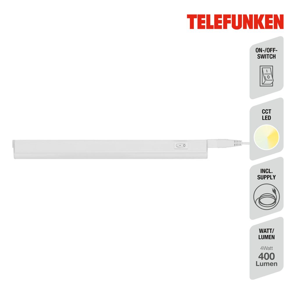 TELEFUNKEN LED CCT Unterbauleuchte 32.5 cm 4W 400lm weiß 4