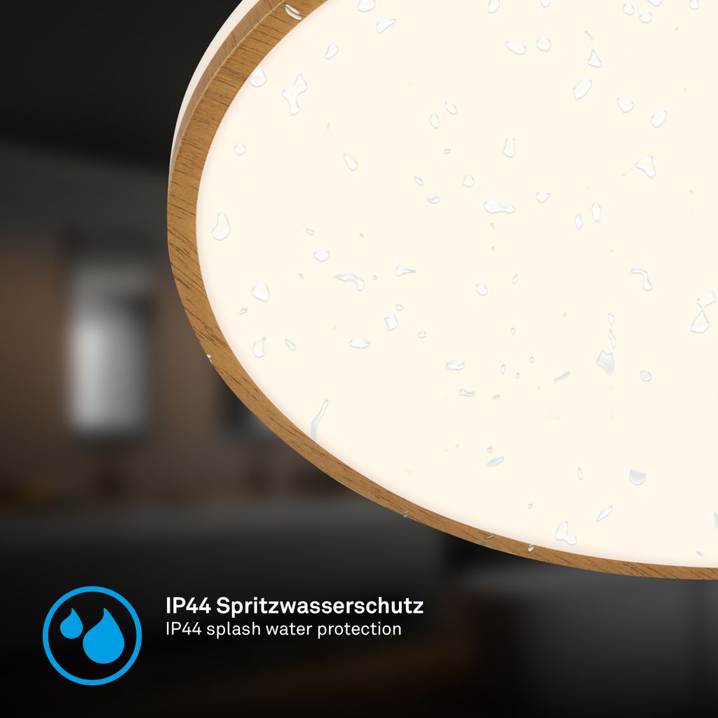 Acorus W Deckenlampe Ø33 cm - 18W, 1850lm, LED, IP44, Warmweiß, Weiß-Holz