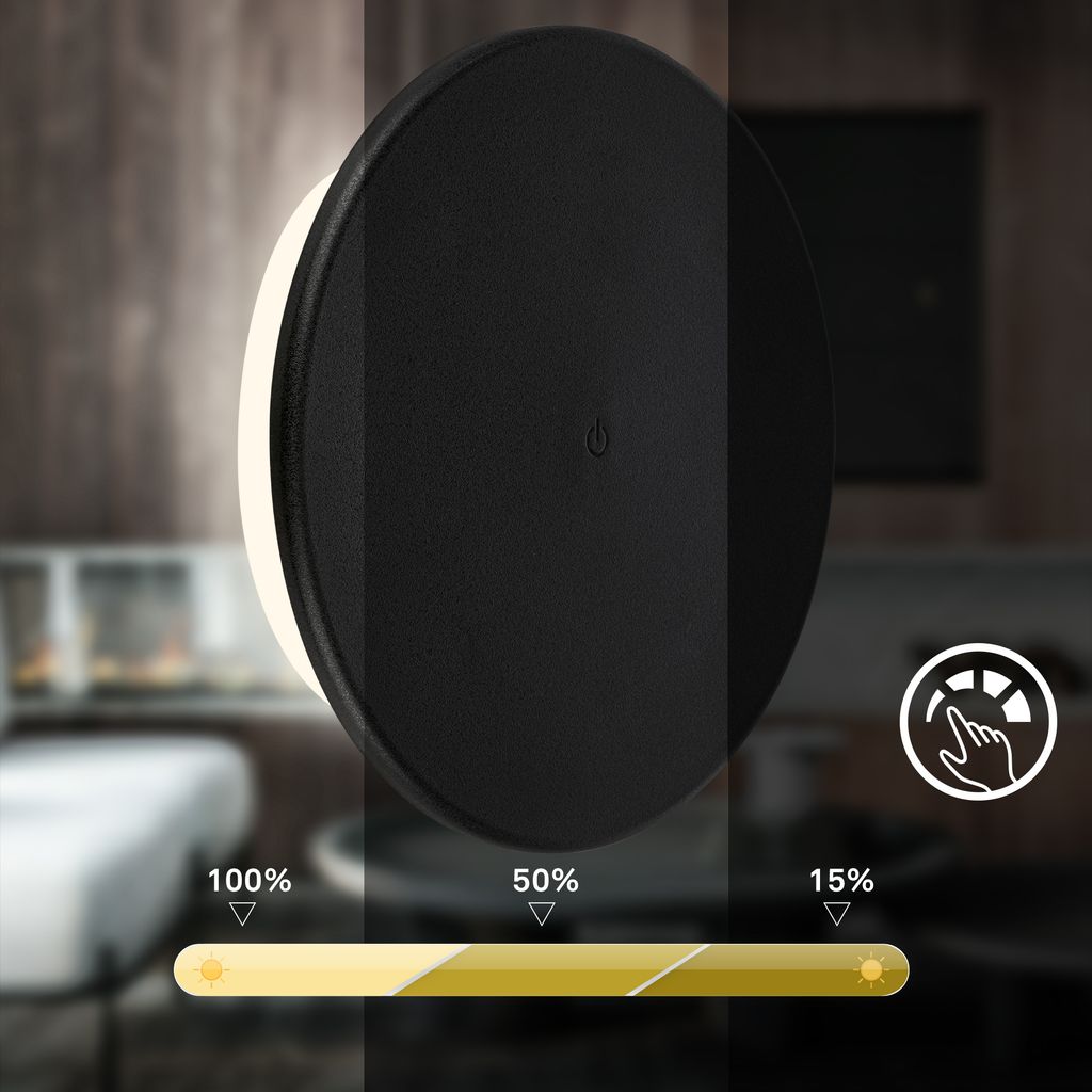 Briloner Aurora LED Wandlampe Akku, IP54, Dimmbar, Touch, Schwarz
