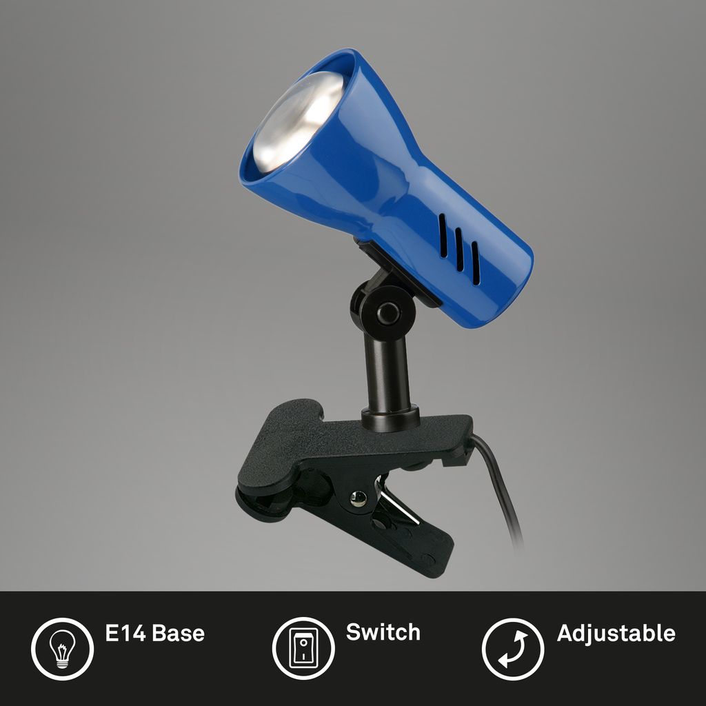 Klemmleuchte 11,5 cm 1x exkl E14 40W blau
