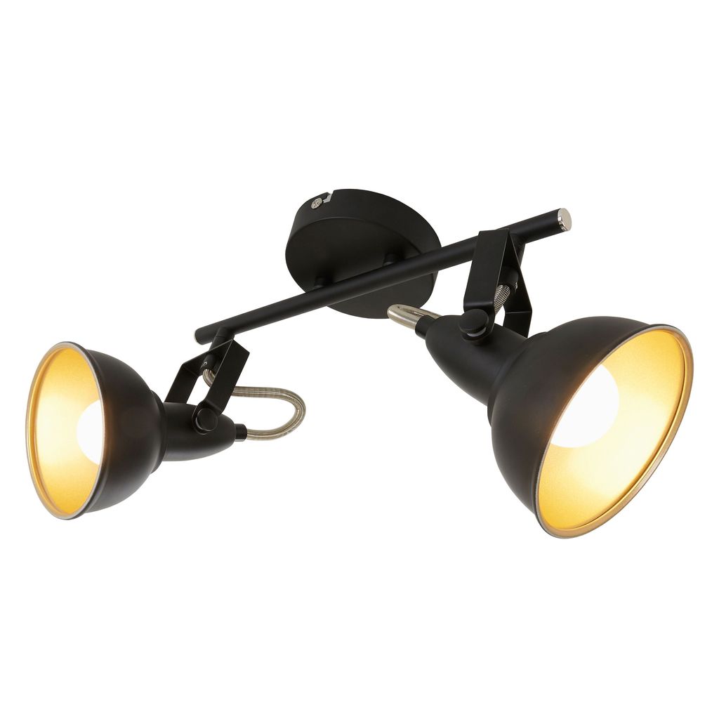 Briloner Soft Deckenstrahler, schwenkbar, 2-flammig, Schwarz-Gold
