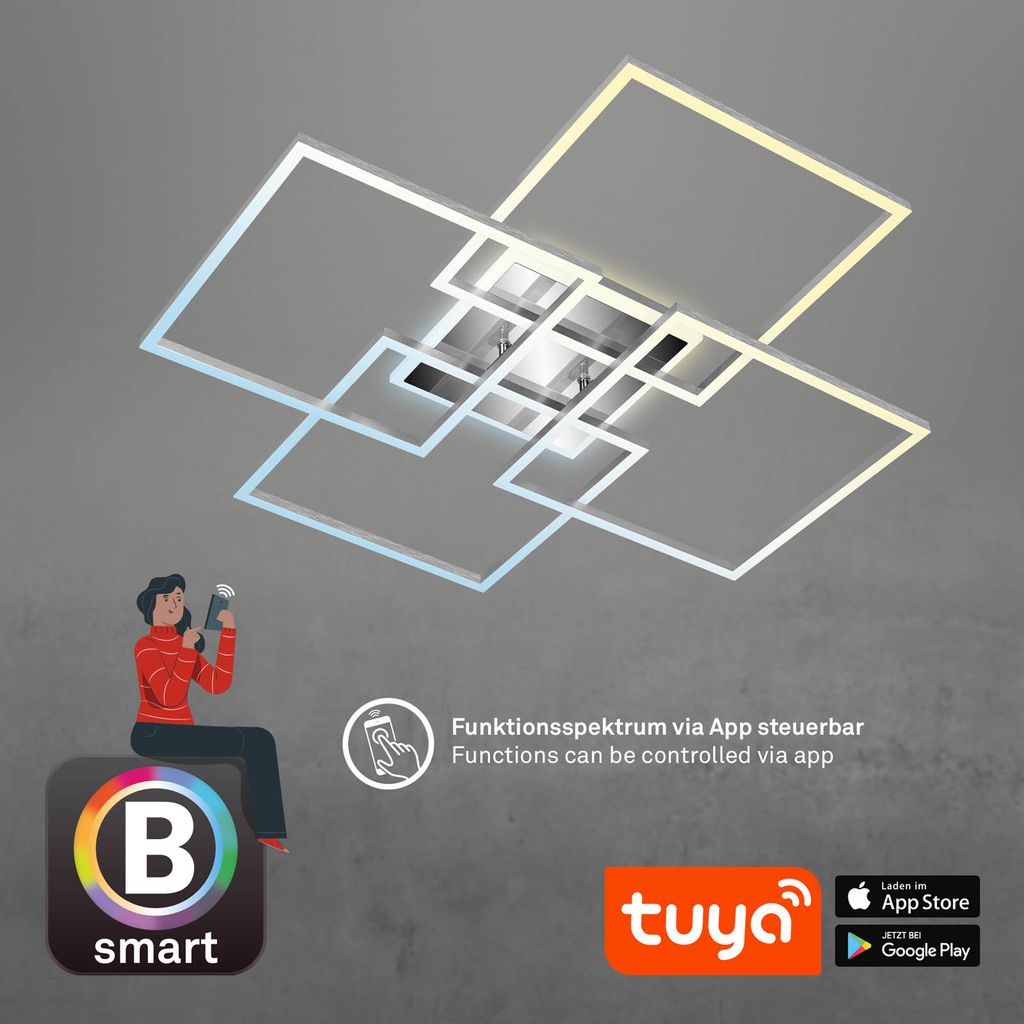 CCT LED Deckenleuchte, 72,4 cm, 50 W, 5500 lm, Aluminium