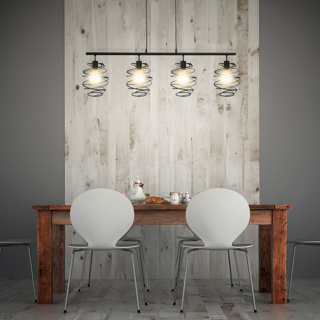 Pendelleuchte Pendellampe 4xE27 Hängelampe retro Black Steel 60W Briloner 9