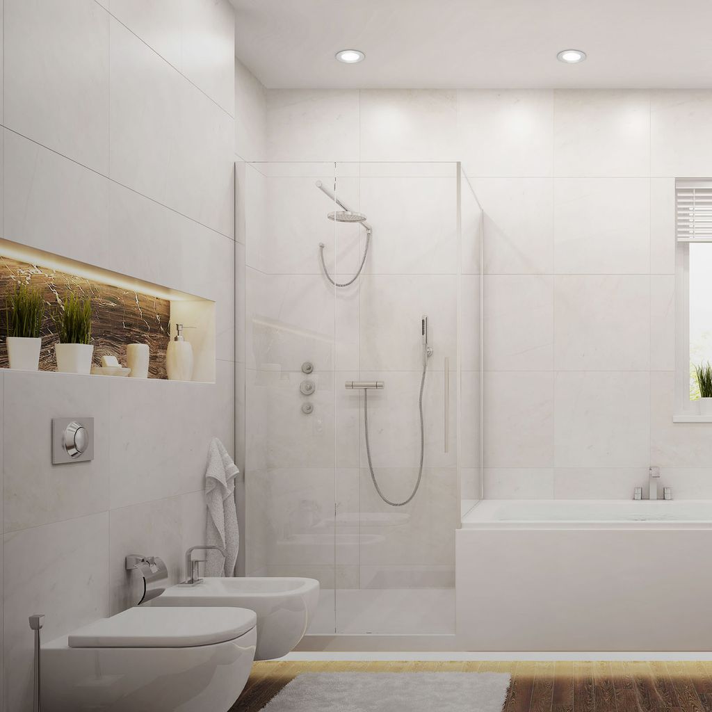 SLANK LED recessed spots set of 3 IP65 I plastic / chrome-matt I incl. 3 x LED-platine 3W 350lm 4.000K I lifetime 20.000h, Ra>=80 I not dimmable I IP65 I 86x30mm (DxH) I installation dimension: 68x30mm (DxH)